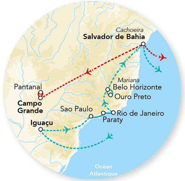 Merveilles du Brésil & Extension Pantanal 18J/15N – 2025