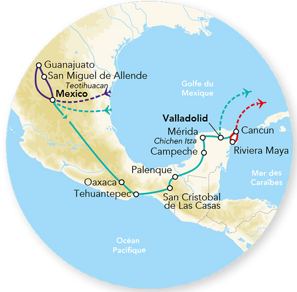 Pré-voyage Mexique Colonial & Splendeurs du Mexique – 15J/12N – 2025