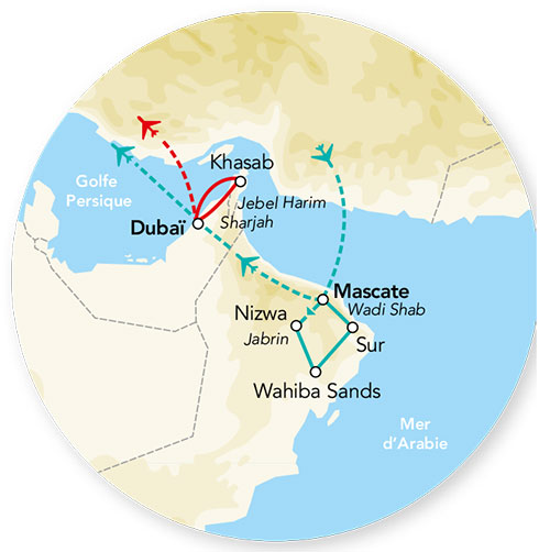 Splendeurs du Sultanat d’Oman 3/4* & Extension Dubaï 4* 11J/10N – 2025