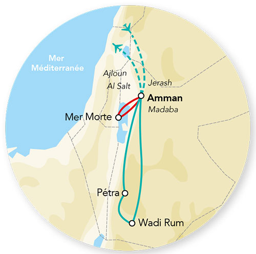 Splendeurs de Jordanie hôtels 3* & extension Mer Morte hôtel 4* 11J/10N ou 9N - 2024