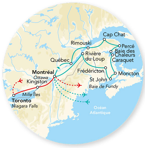 Pré-voyage Niagara & Merveilles du Québec, Gaspésie & Acadie 18J/16N – 2025