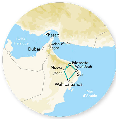 Splendeurs du Sultanat d’Oman 3* en rendez-vous sur place 8J/7N – 2025