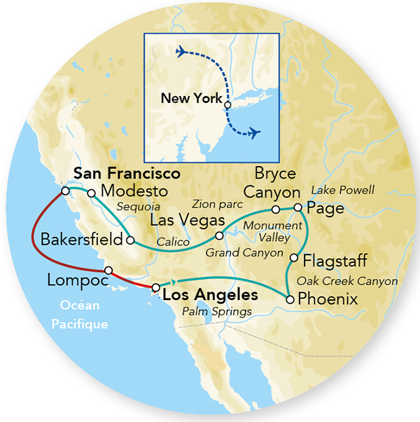 Splendeurs de l’Ouest des USA en Rendez-vous sur place 10J/9N – 2025