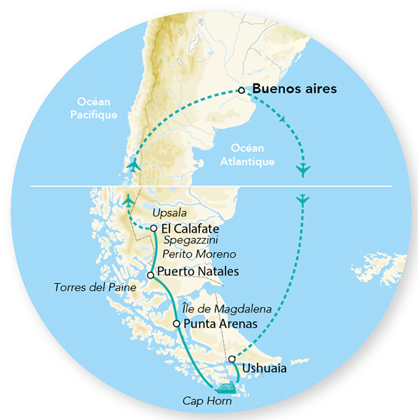 Merveilles de l’Argentine / Chili & Croisière Cap Horn en rendez-vous sur place 14J/13N – 2026
