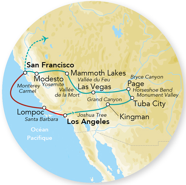 Splendeurs de l'Ouest des USA en rendez-vous sur place 10J/9N - 2026