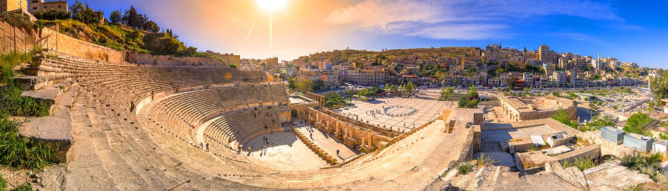 View of the Roman Theater and the city of Amman, Jordan