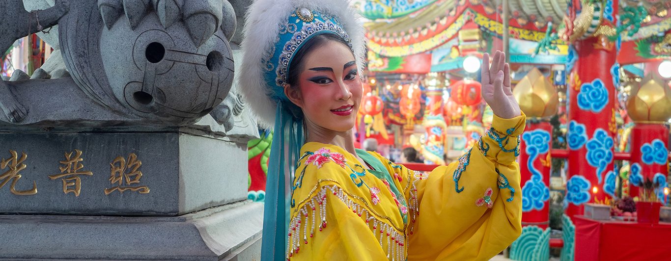 Beautiful young woman with Chinese Opera dress in Chiang Mai, Thailand.
