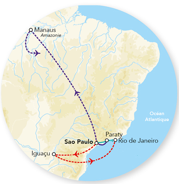 Séjour aux Chutes d’Iguaçu & Splendeurs du Brésil en rendez-vous sur place 10J/09N – 2026 – Limité à 18 pers.