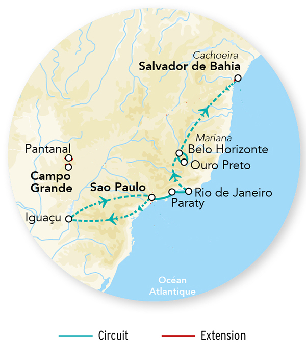 Merveilles du Brésil en rendez-vous sur place 12J/11N – 2026 – Limité à 18 pers.