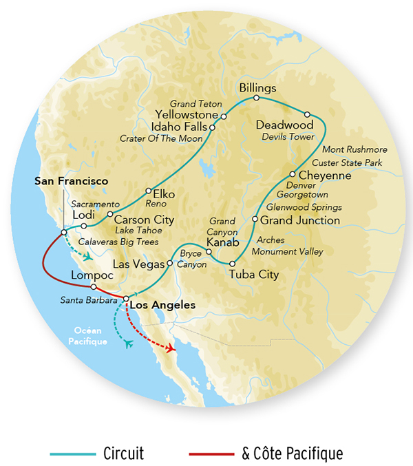 Merveilles du Grand Ouest Rocheuses & Côte Pacifique 18J/16N – 2026 – (Flex)
