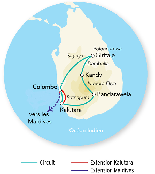 Splendeurs du Sri Lanka en rendez-vous sur place 08J/7N - 2026 - Limité à 28 pers.