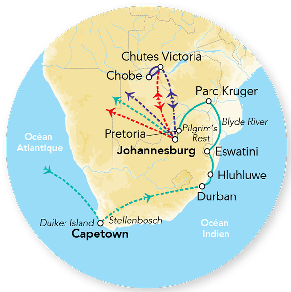 Splendeurs d’Afrique du Sud & Eswatini & Extension Chutes Victoria & Chobe 15J/12N - 2026 - Limité à 28 pers.