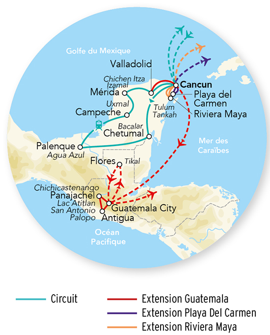 Splendeurs du Yucatan & Balnéaire Playa Del Carmen 11J/9N – 2026 – Limité à 12 pers.