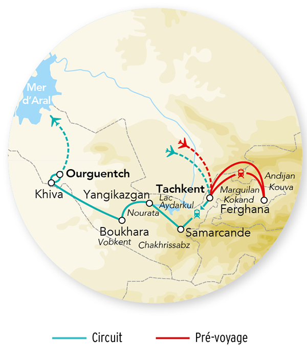 Pré-voyage Vallée de Ferghana & Splendeurs d’Ouzbékistan 15J/13N - 2026 - Limité à 26 pers. - (Flex)