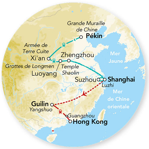 Splendeurs de Chine & Extension sud de la Chine et Hong Kong  en rendez-vous sur place 13J/12N – 2026 – Limité à 28 pers.