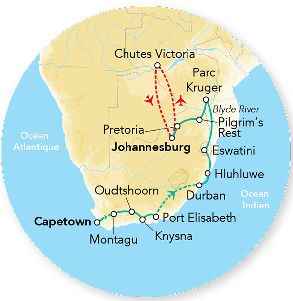 Merveilles d'Afrique du Sud en rendez-vous sur place 13J/12N - 2026 - Limité à 20 pers.