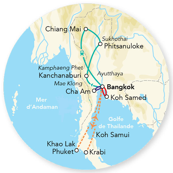 Splendeurs de Thaïlande Hôtel 3/4* en rendez-vous sur place 8J/7N – 2026 – Limité à 28 pers.