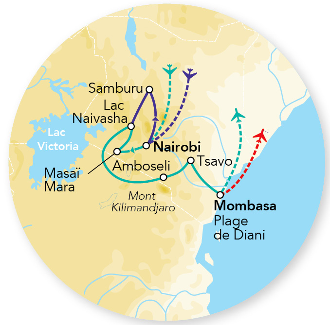 Merveilles du Kenya Samburu & Balnéaire Plage de Diani 12J/09N – 2026 – Limité à 6 pers./véhicule