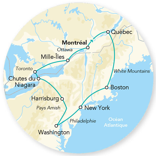 Splendeurs du Canada & USA en rendez-vous sur place 11J/10N – 2026