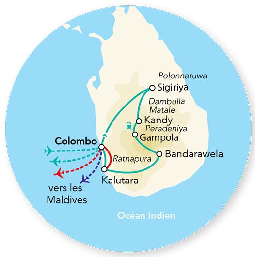 Splendeurs du Sri Lanka & extension Kalutara 13J/10N – 2027 – Limité à 28 pers.